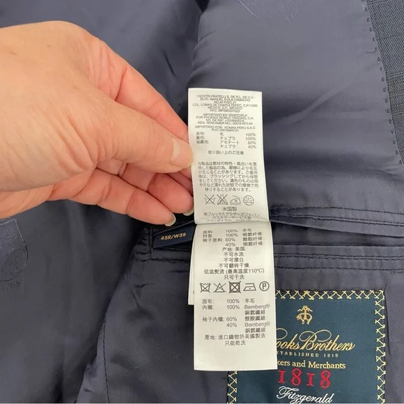Brooks Brothers 1818 Fitzgerald Saxxon Sport Coat Men’s 45R Blue Plaid Wool